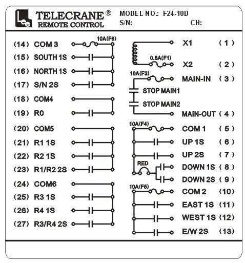Схема соединения Telecrane 24-10S, 24-10D
